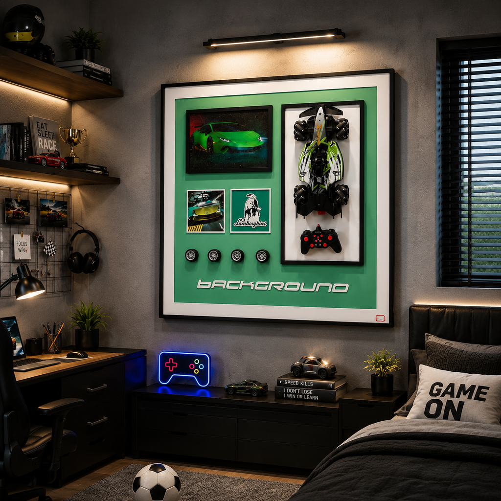 RC Racing Cars Premium Wall Painting – Lamborghini Supercar Gaming Décor (80×80 cm)