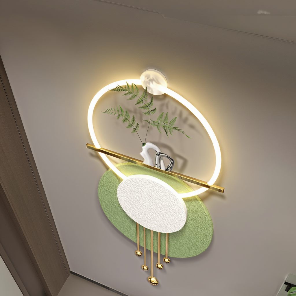 LED Metal Art Decor Metal Wall Art Sculpture Wall Hanging Abstract Showpiece with LED Light Inside Creative Landscape