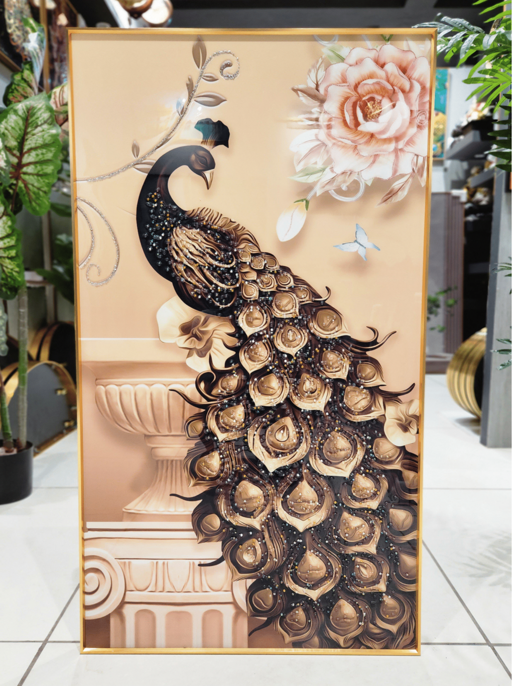 Crystal Paintings Golden Peacock Elegance Crystal Painting