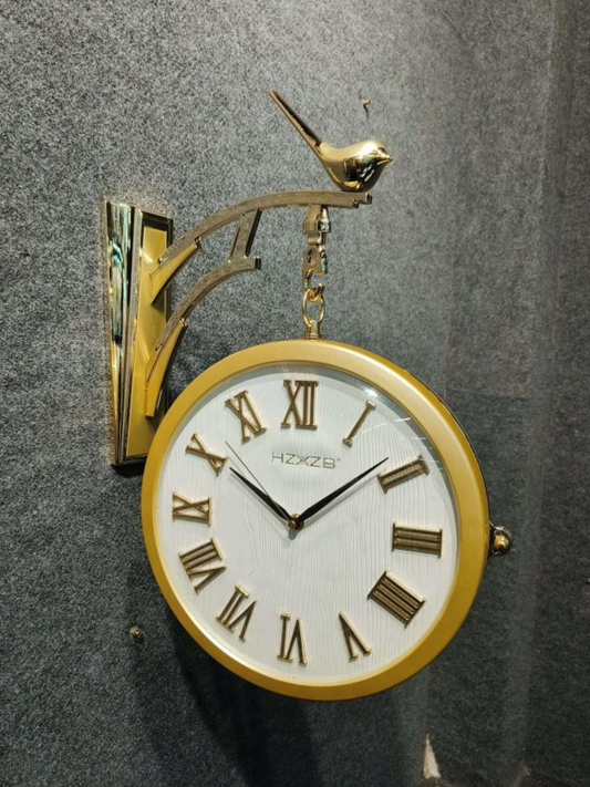 AeroTime Duet Double-Sided Station Clock with Bird Accent