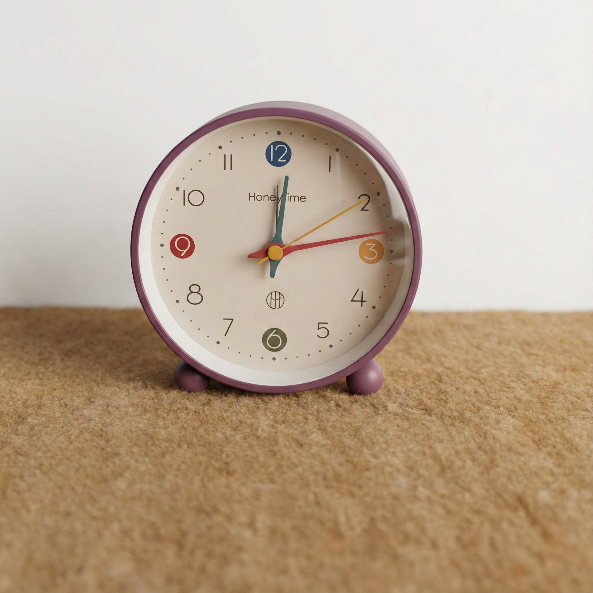 Table Clock Vibrant Minimalist Round Analog Alarm Clock - Single Bell