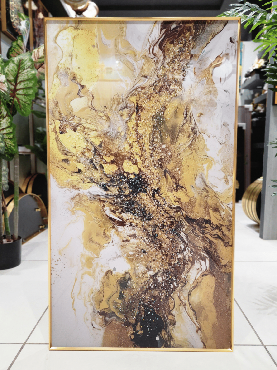 Crystal Paintings Luminescent Gold Flow Crystal Artworks