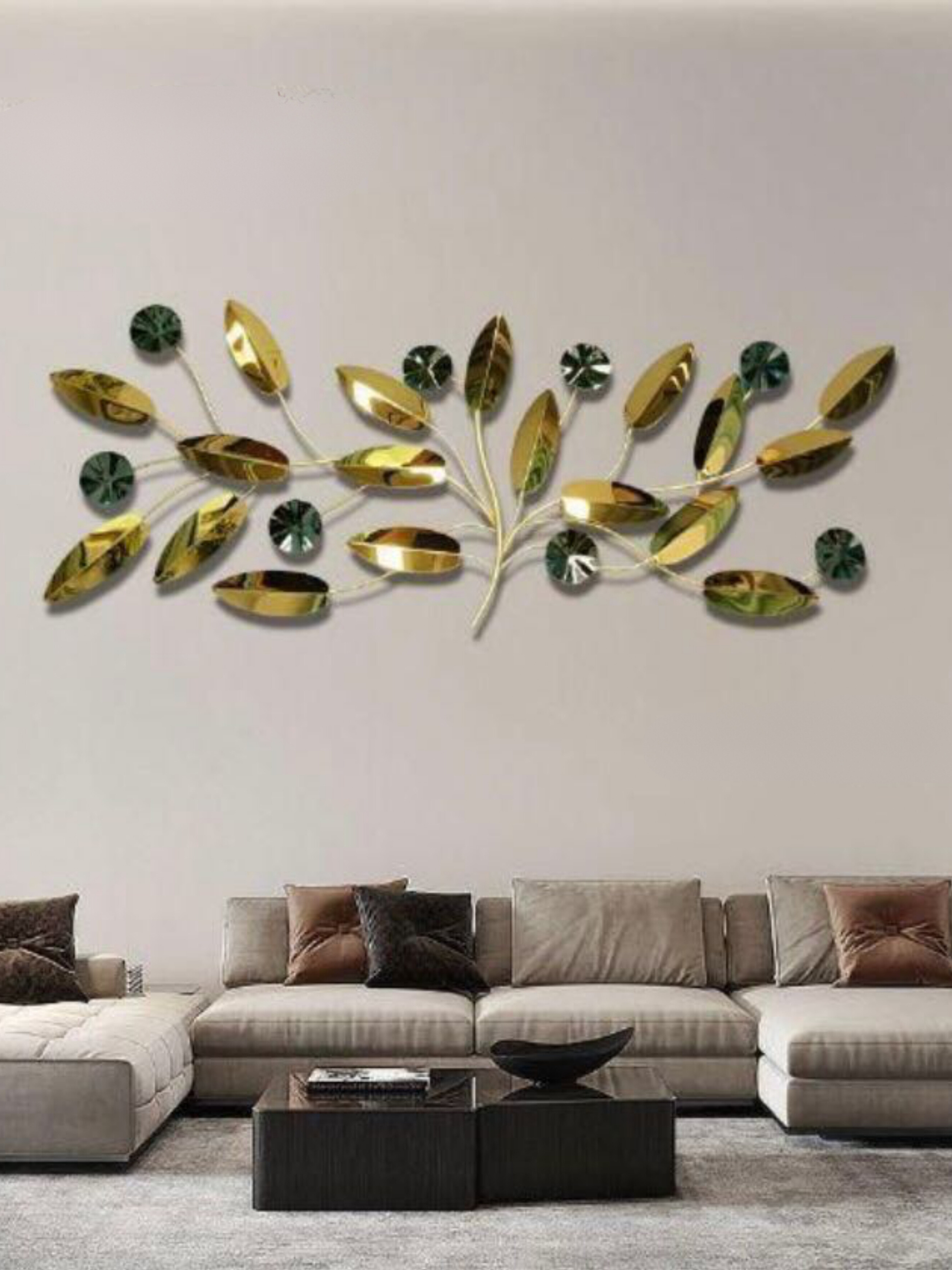 Metal Wall Art Gold Wall Decor for Living Room, Gold Leaves Metal Wall Decor Metal Wall Art Decor Leaves for Home Living Room and Bedroom