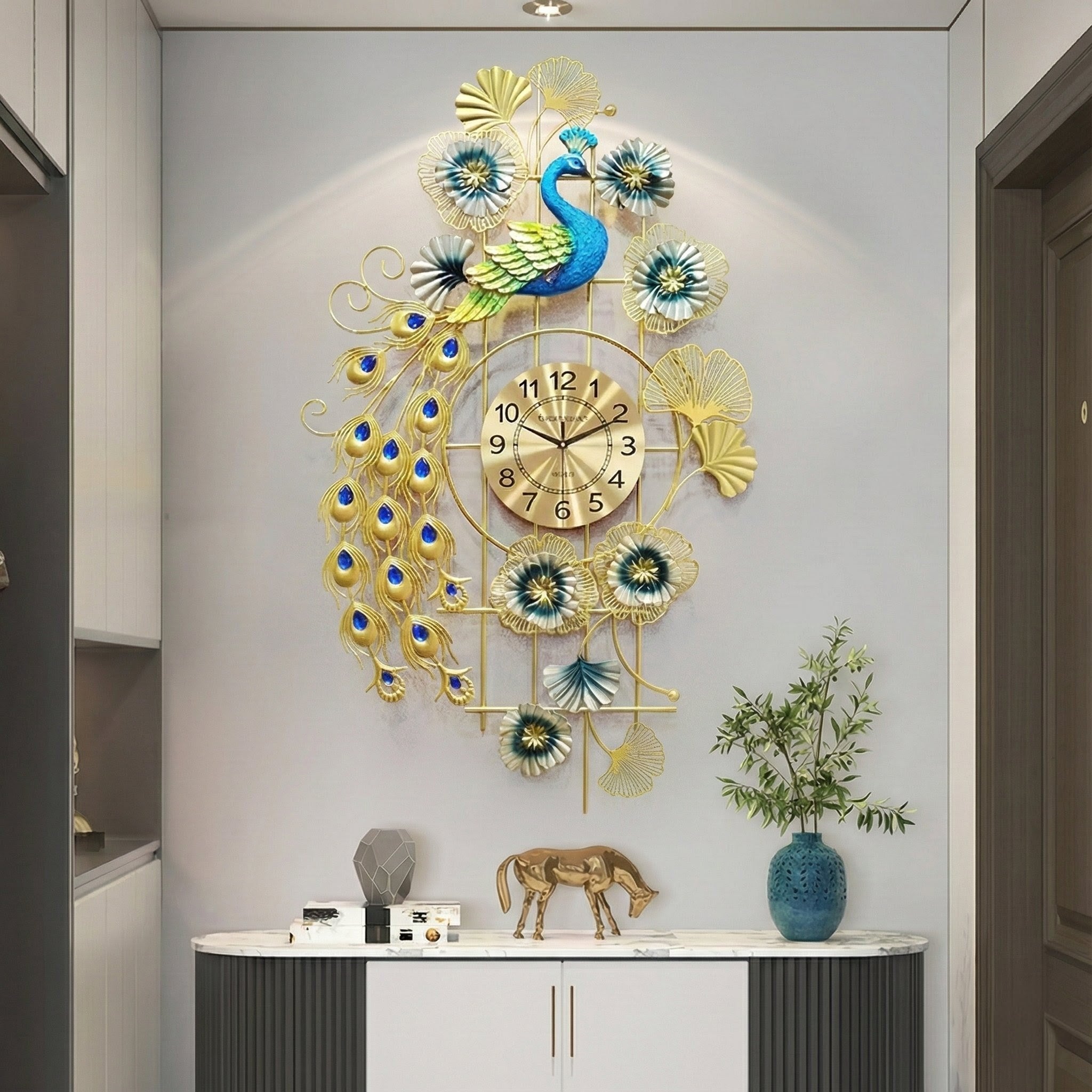 Peacock clock