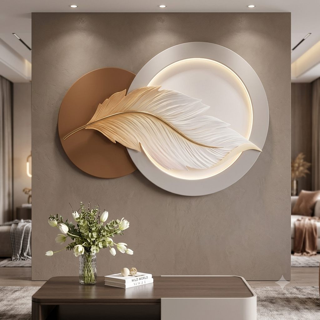 Relife Feather Glow LED Luxury Wall Decor - Premium Illuminated Modern Art