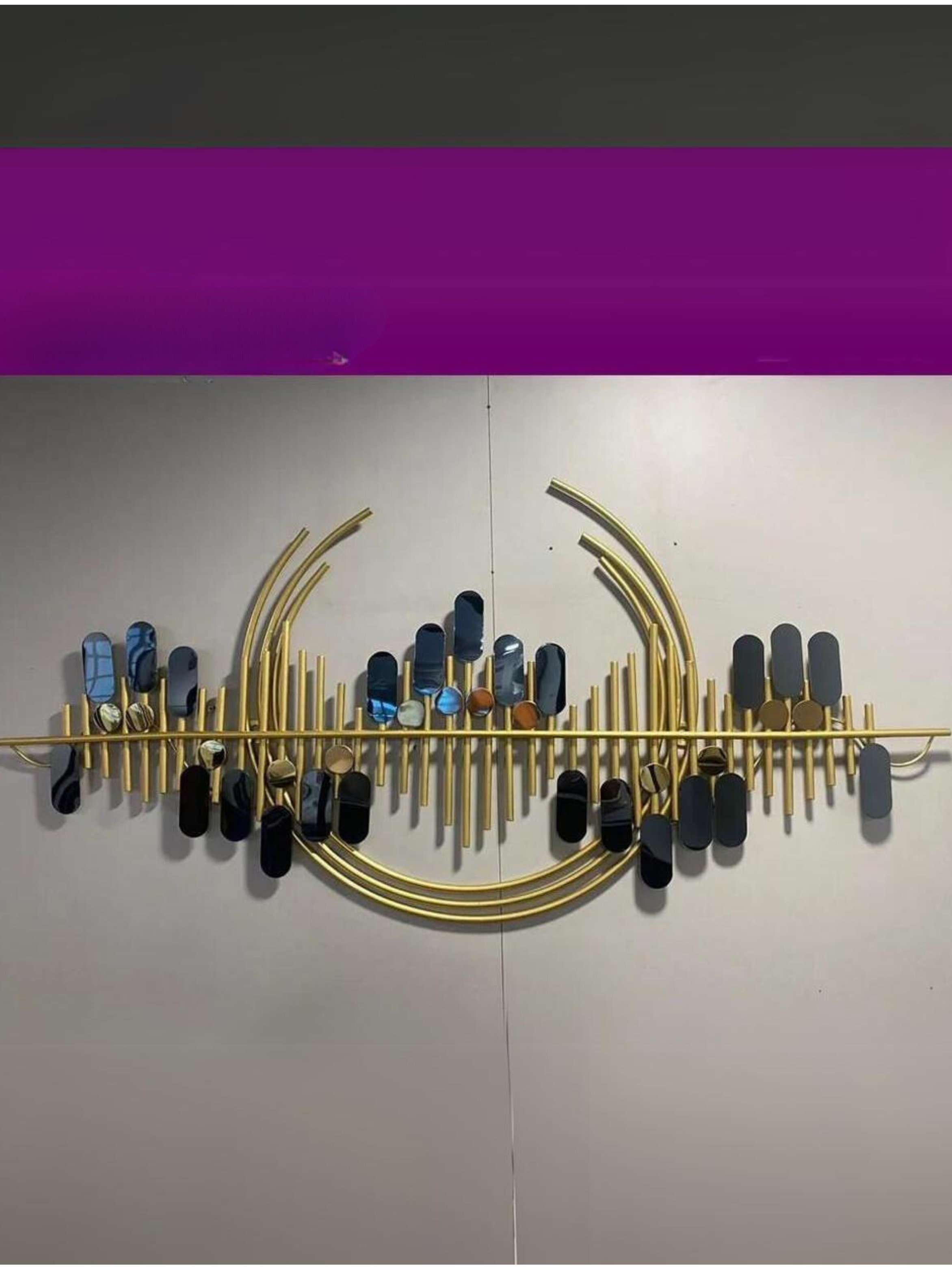 Metal Wall Art Gold Toned &amp Blue Curio Showpiece