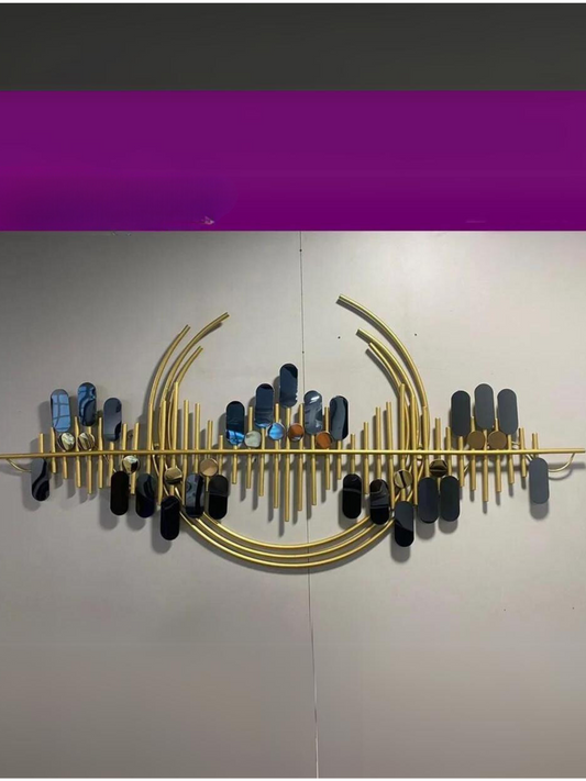 Metal Wall Art Gold Toned &amp Blue Curio Showpiece
