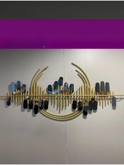 Metal Wall Art Gold Toned &amp Blue Curio Showpiece
