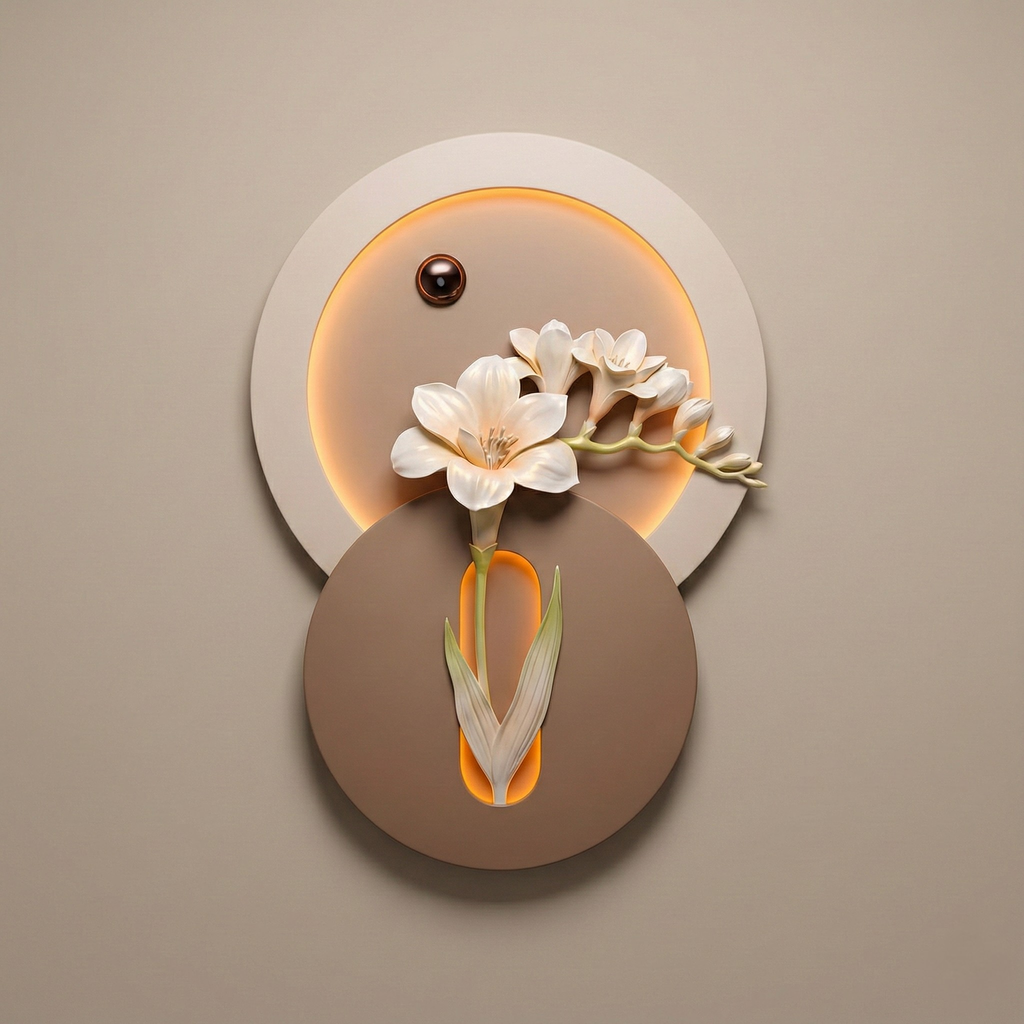 3D Modern Wall Art Panel – Abstract Floral Metal & Resin Sculpture