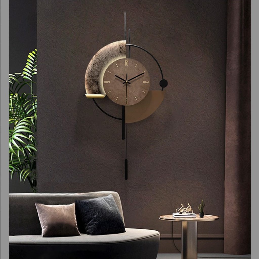 Metal wall clock with led lights