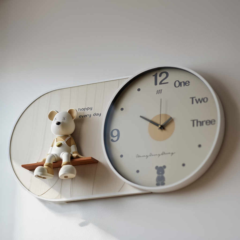 3d imported wall clock with metall framing