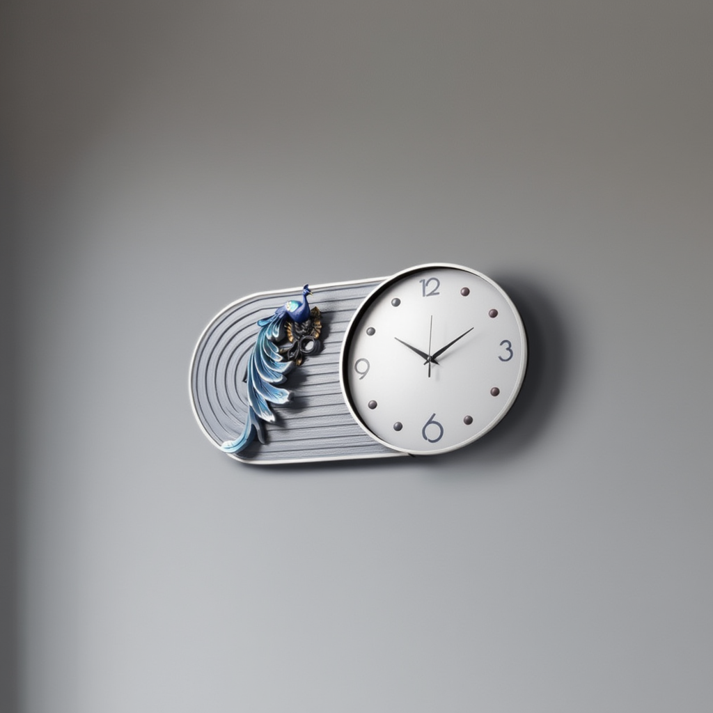 3d imported wall clock with metall framing