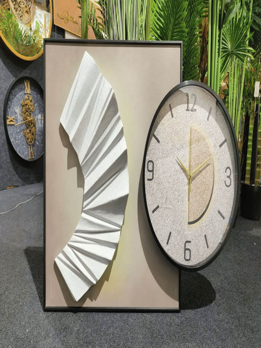 Premium Wall Clocks Modern Textured Split Dial Wall Clock with Metallic Hands Abstract designs