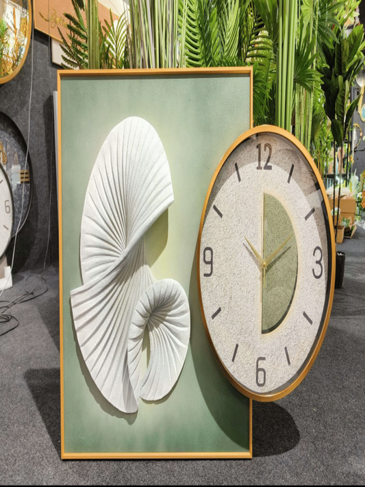 Abstract designs Modern Dual-Texture Split Dial Wall Clock with Gold Accents Premium Wall Clocks