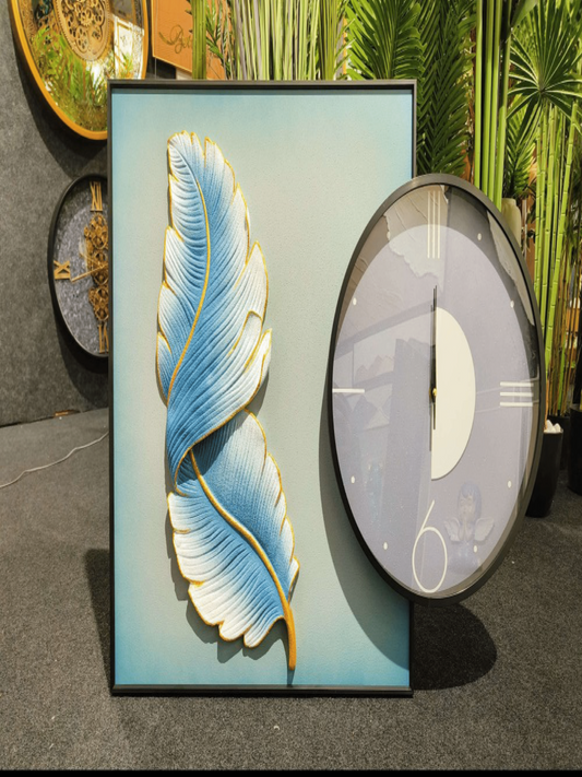 Premium Wall Clocks Azure Feather Rhapsody Artistic Wall Clock Abstract designs