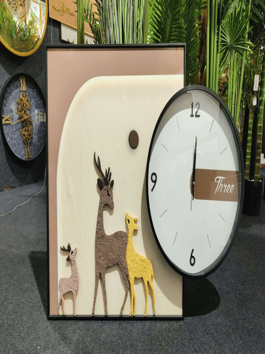 Premium Wall Clocks Elegant Deer Family Clock Modern Abstract Designs