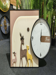 Premium Wall Clocks Elegant Deer Family Clock Modern Abstract Designs