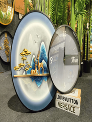 Premium Wall Clocks Gilded Serenity Clock Abstract Deer & Mountain Design