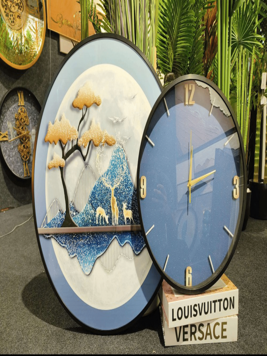 Premium Wall Clocks Ethereal Landscape Timepiece Abstract Mountain & Deer Wall Clock