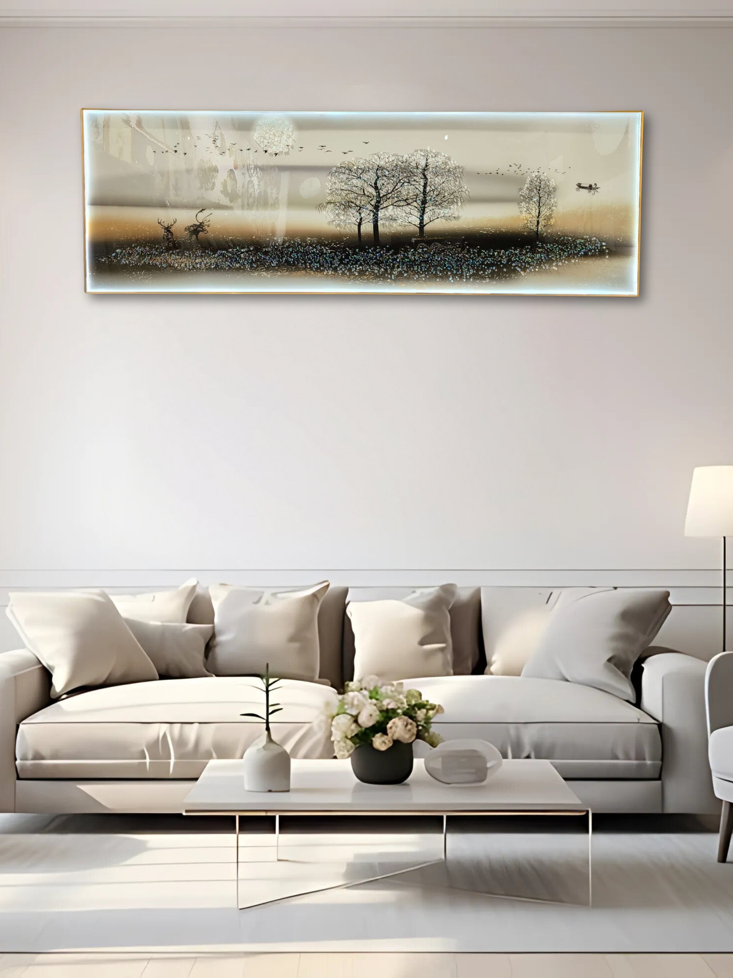 LED Crystal Paintings Nature abstract porcelain crystal painting with metal frame LED