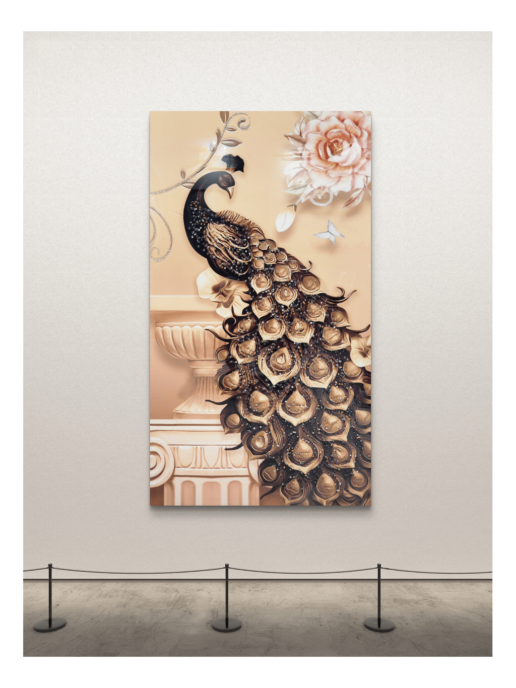 Crystal Paintings Golden Peacock Elegance Crystal Painting