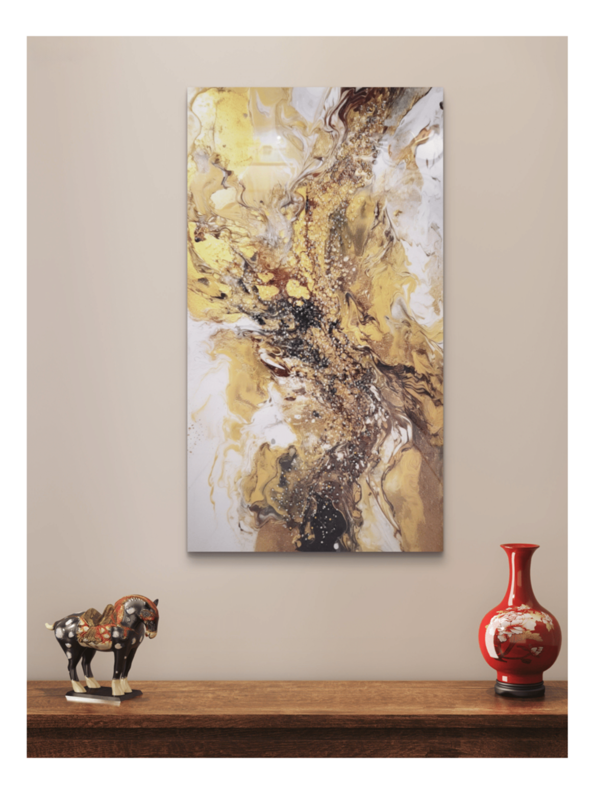 Crystal Paintings Luminescent Gold Flow Crystal Artworks
