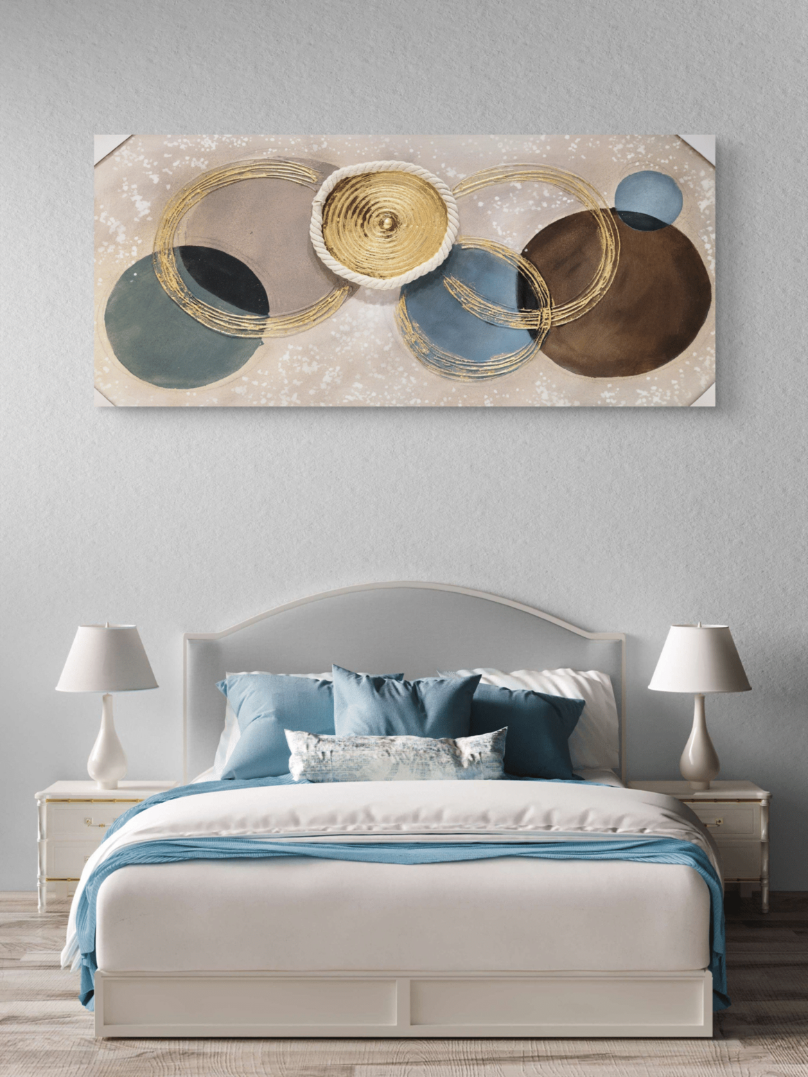 Canvas Paintings Modern Abstract Geometric Circles with Textured Center