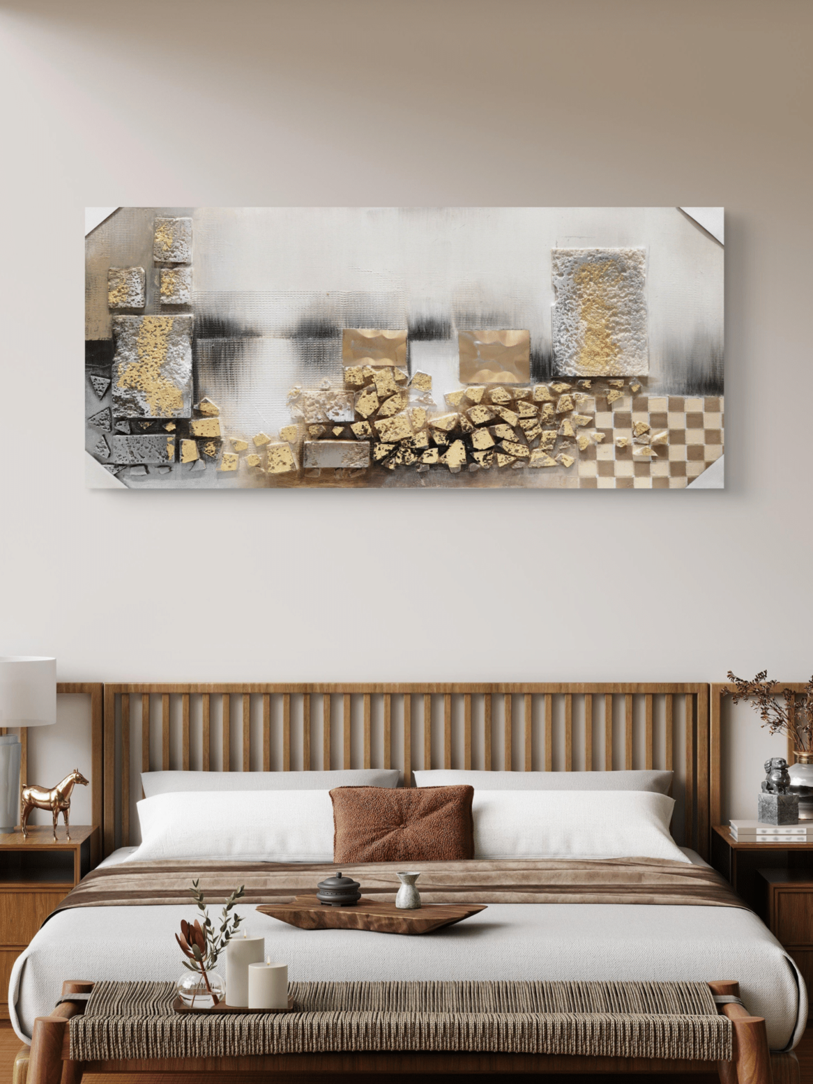 Textured Metallic Abstract Canvas Paintings