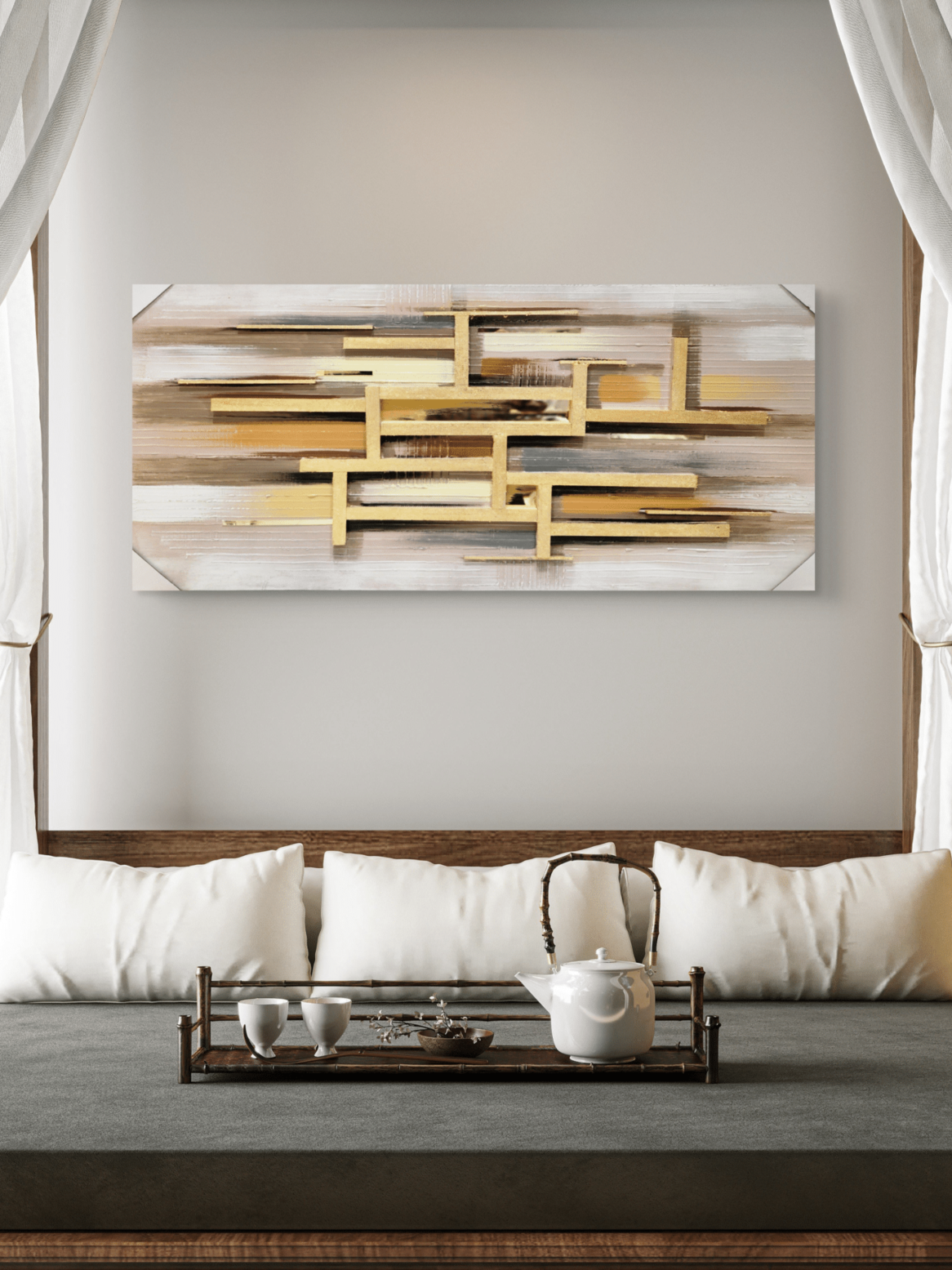 Canvas Paintings Modern Abstract Gold Intersections