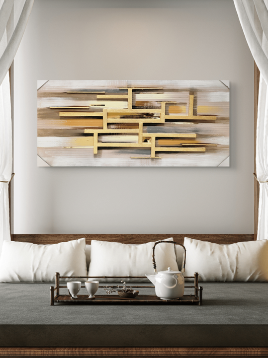 Canvas Paintings Modern Abstract Gold Intersections