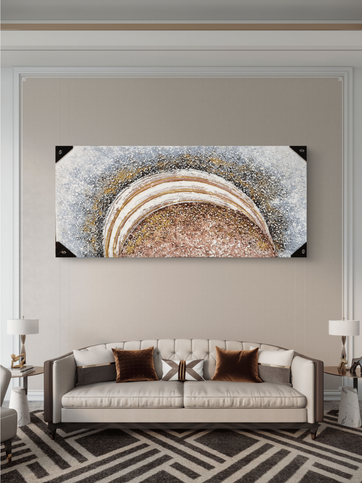 Gilded Horizon Abstract Canvas Paintings