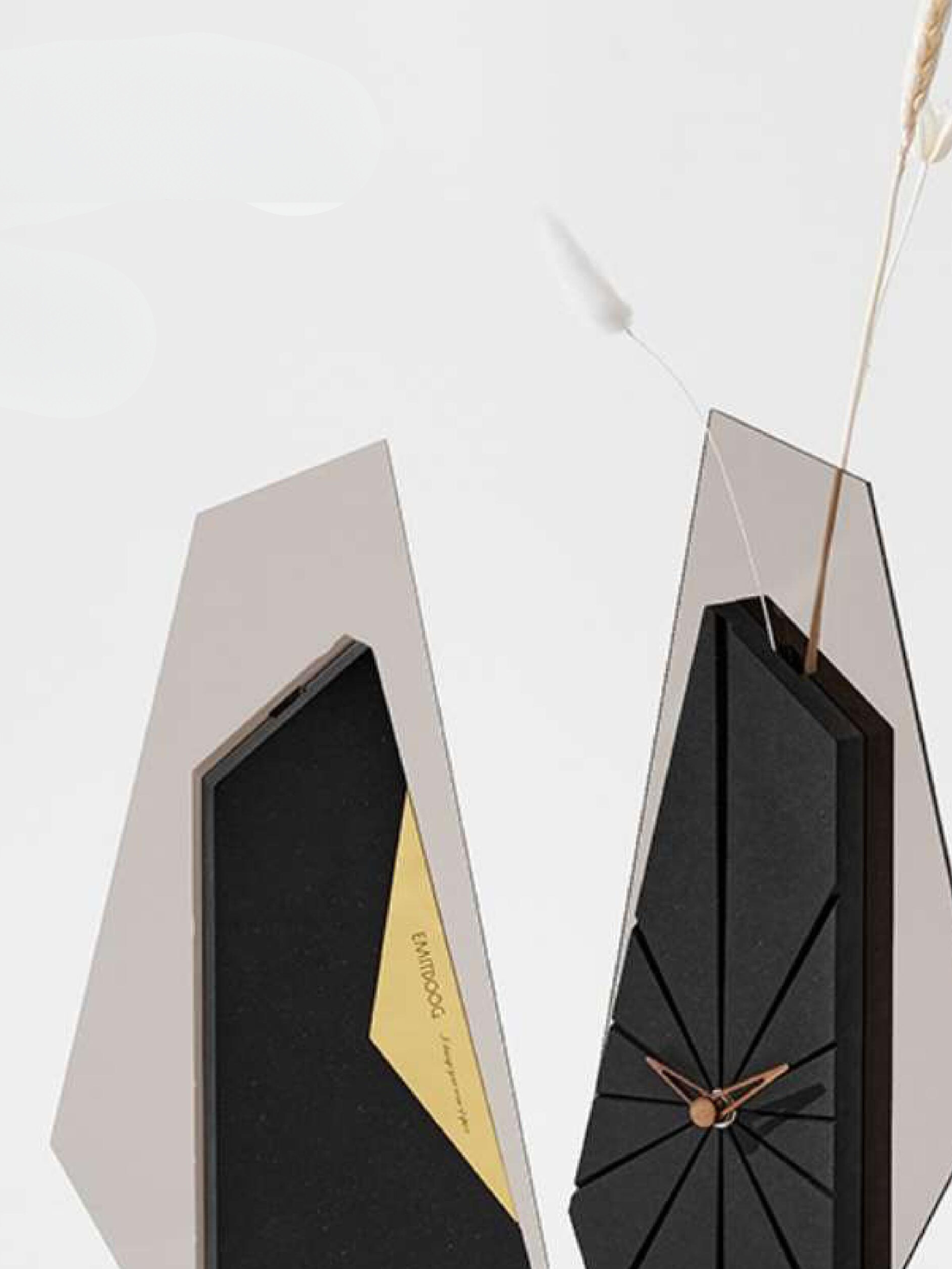 PVD wall clock Modern Clock Decor - Eco Board - Acrylic - Black - Gray