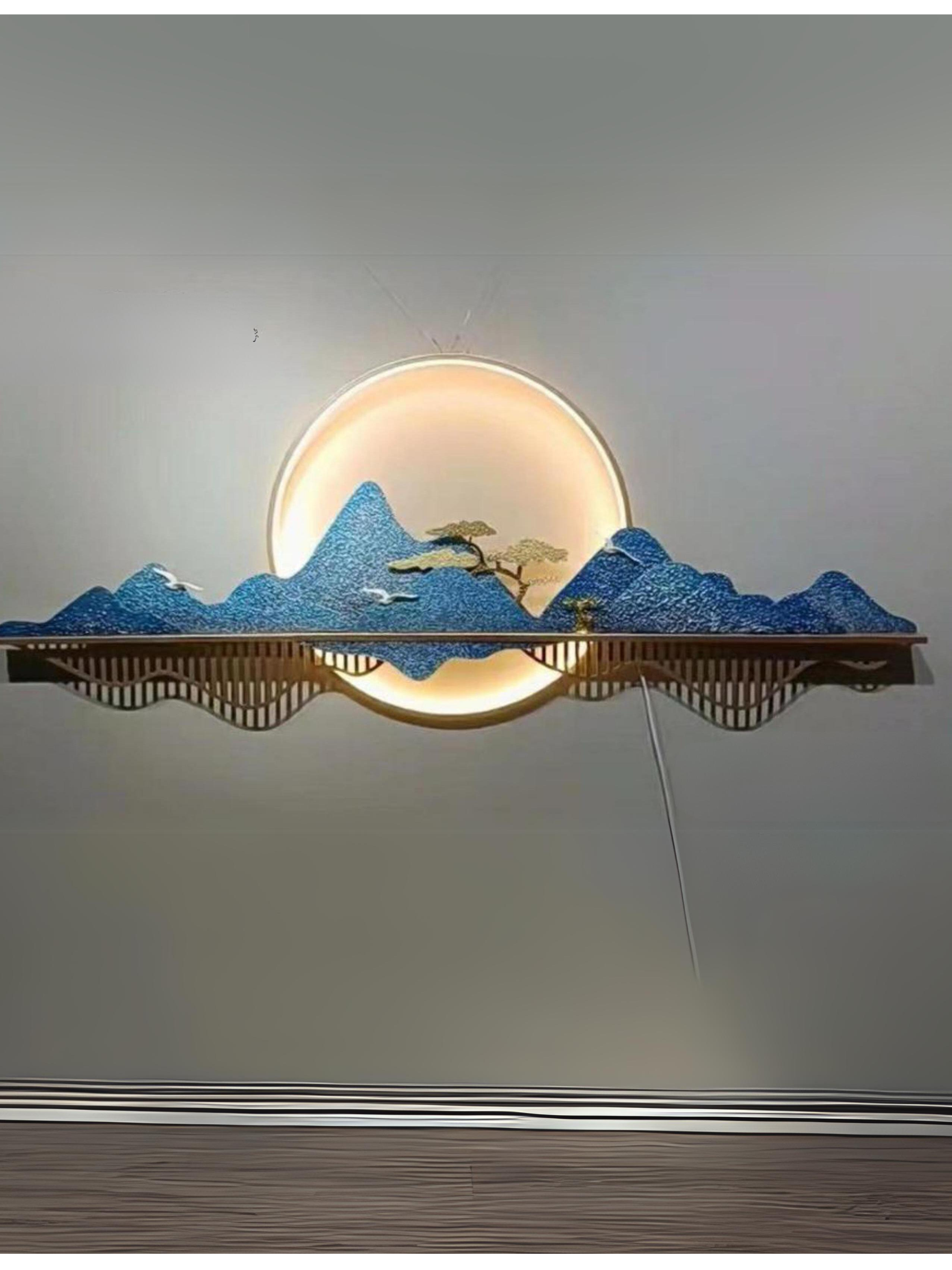 LED Metal Art 3D Creative Mountain with Elephant Hanging