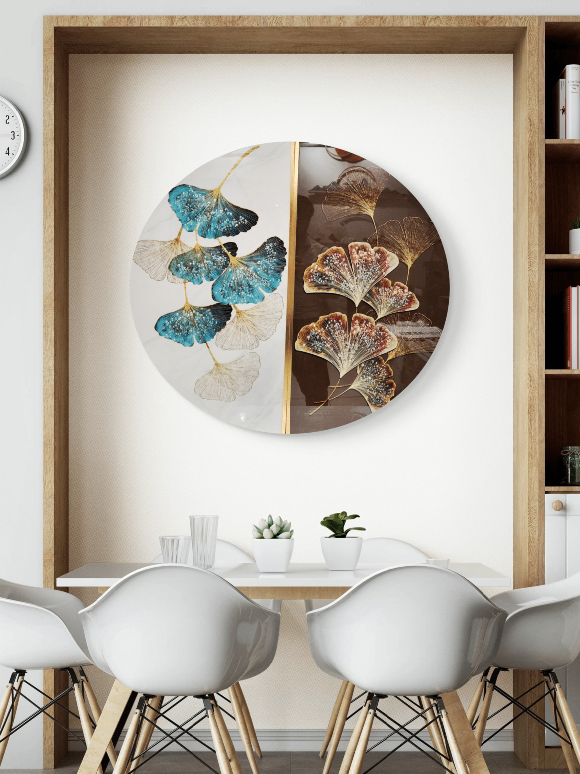 Crystal Paintings Ginkgo Duet Split Circular Crystal Art with Botanical Designs