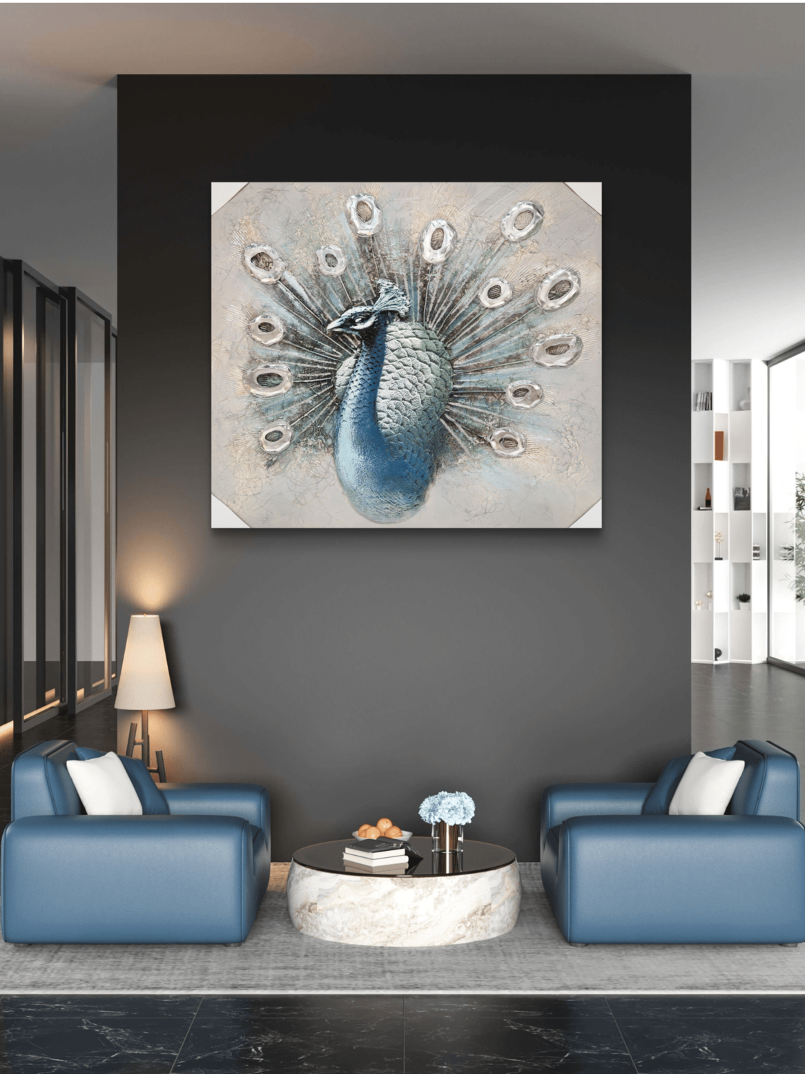 Canvas Paintings Majestic Peacock Radiance Hand-Finished Canvas Arts