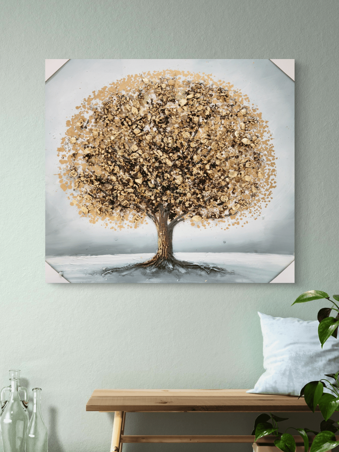 Canvas Paintings Gilded Arbor Textured Golden Tree of Life Canvas Arts