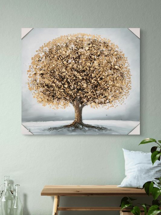 Canvas Paintings Gilded Arbor Textured Golden Tree of Life Canvas Arts