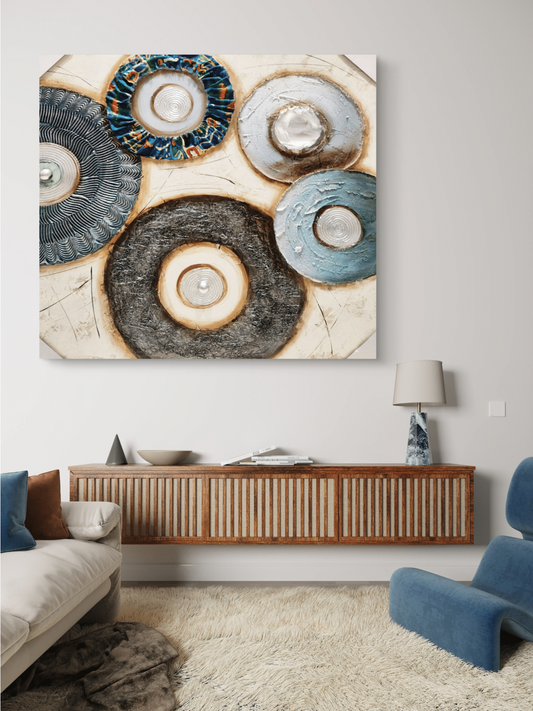 Canvas Paintings Orbital Textures Abstract Circular Canvas Art