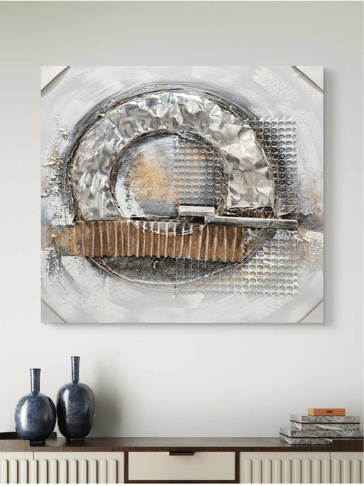 Canvas Paintings Industrial Echoes Metallic Textured Abstract Embossed Canvas Arts