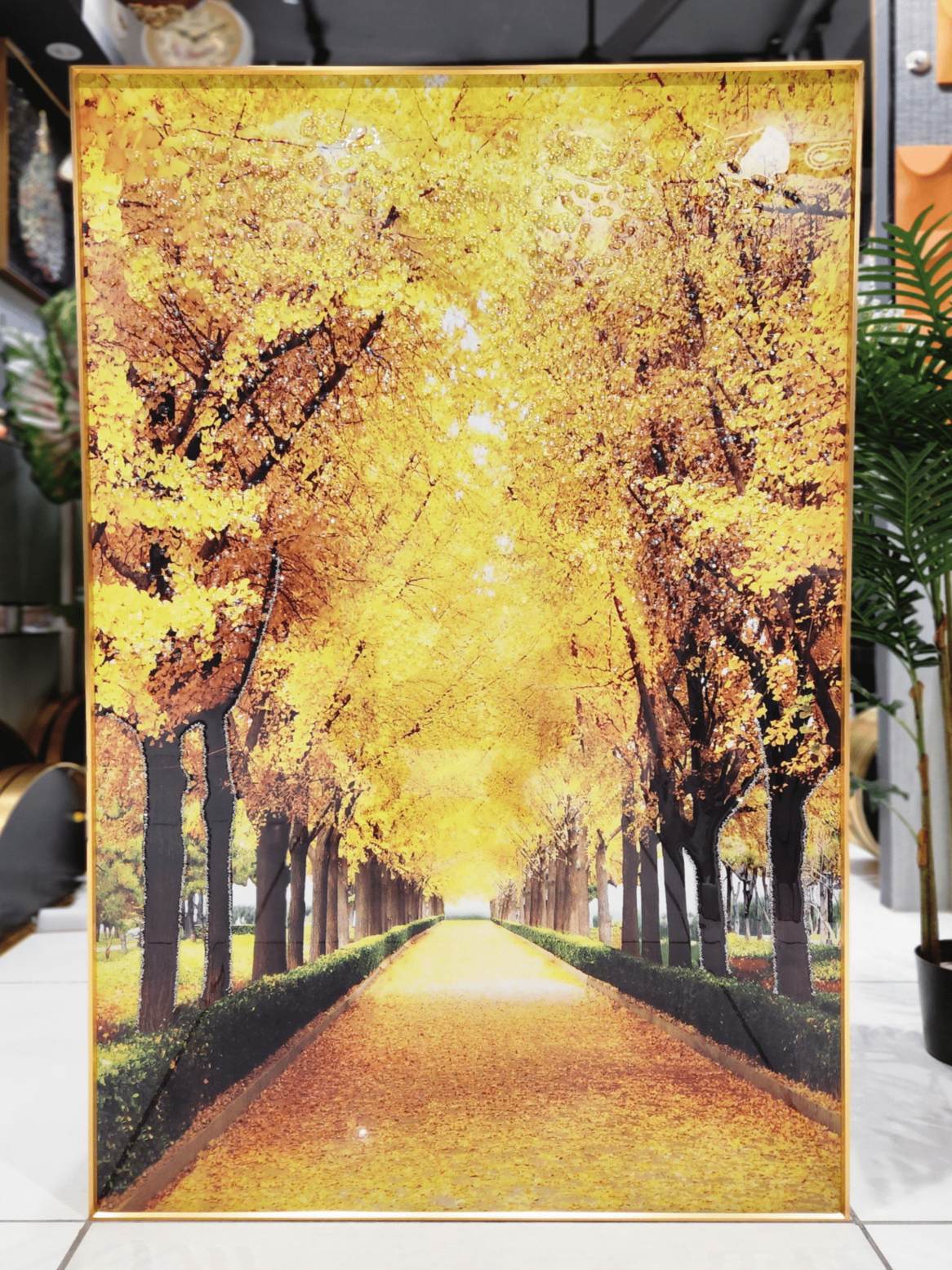 Crystal Paintings Golden Canopy Shimmering Autumn Path Crystal Art
