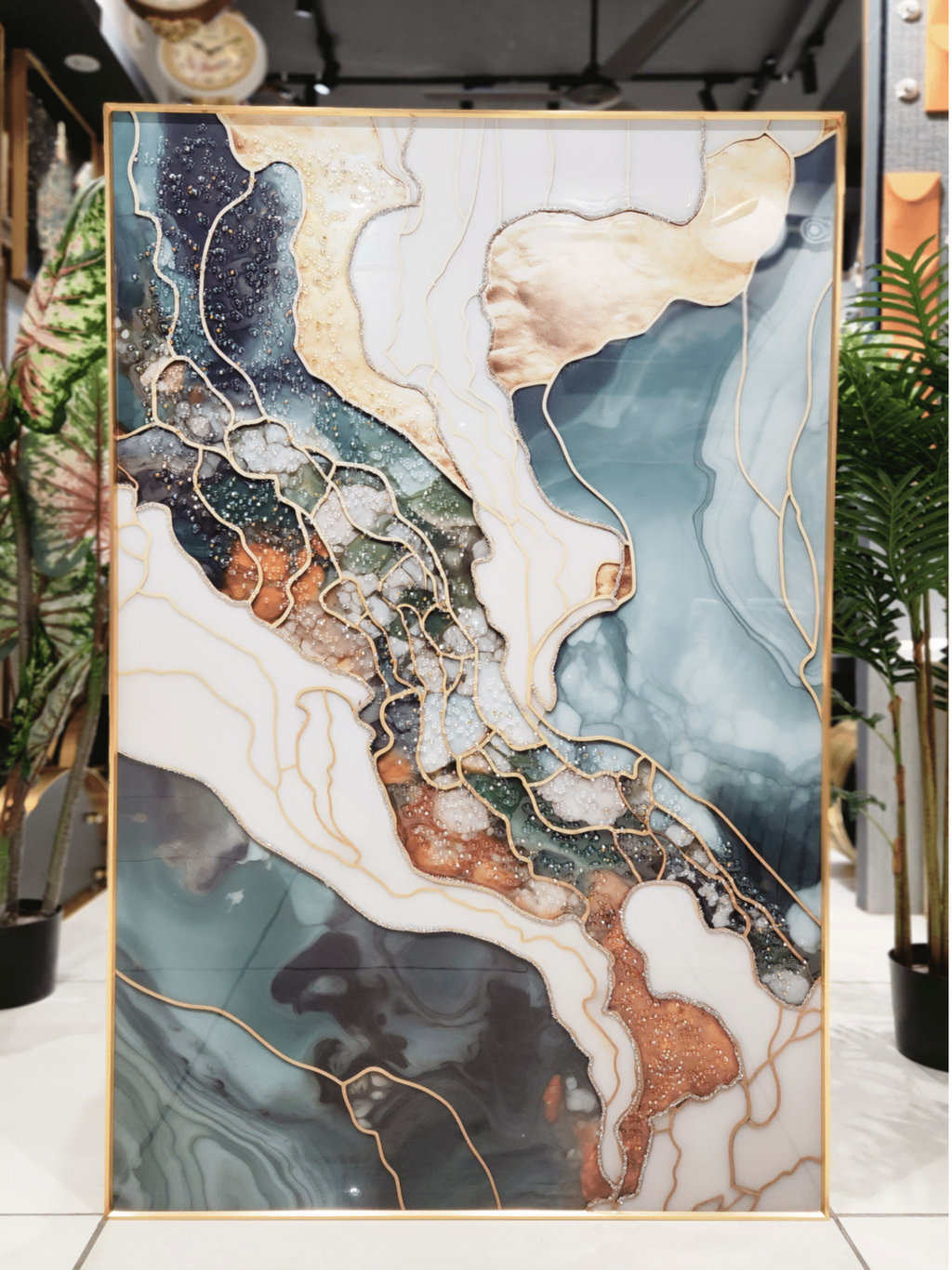 Crystal Paintings Terrestrial Aurora Gilded Layers Crystal Abstract