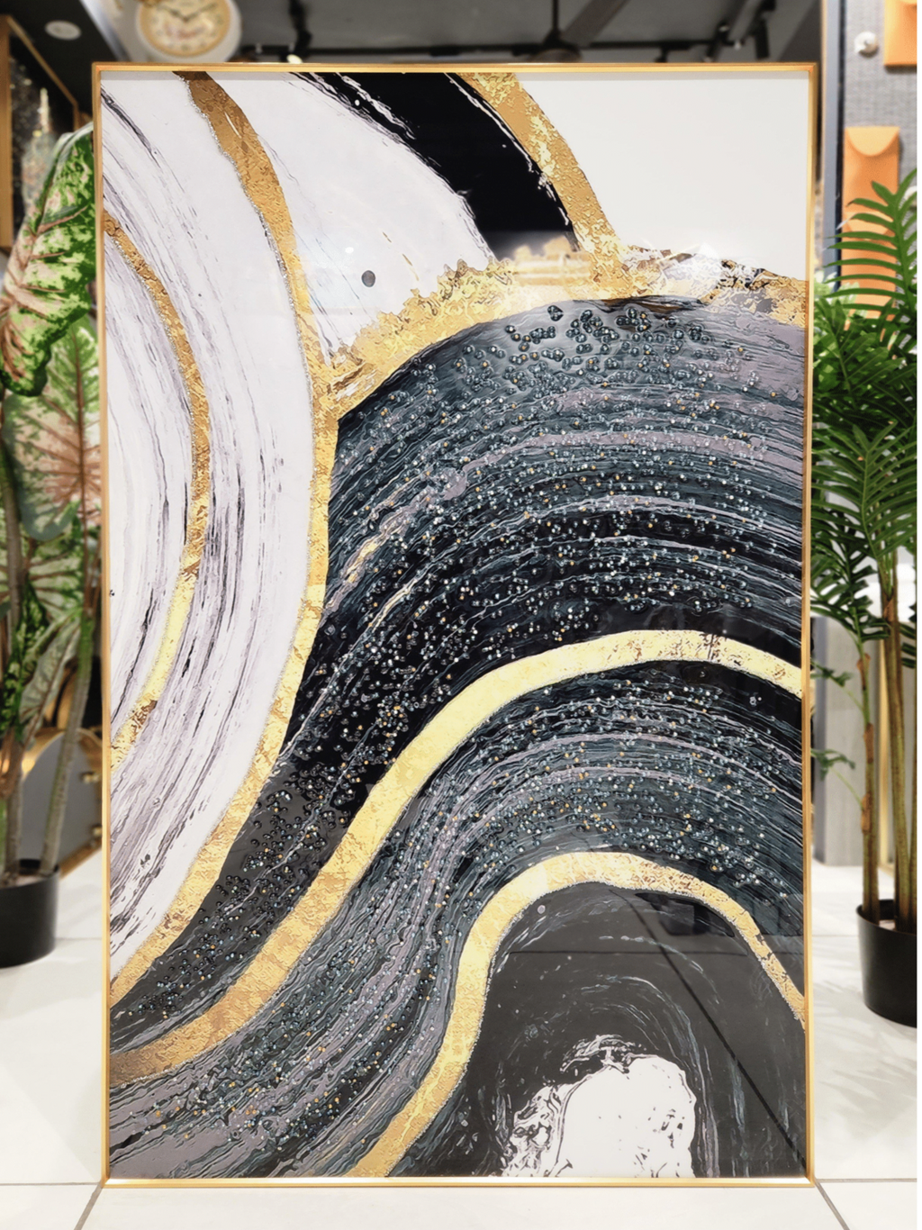 Crystal Paintings Obsidian Tide Gilded Currents Crystal Art