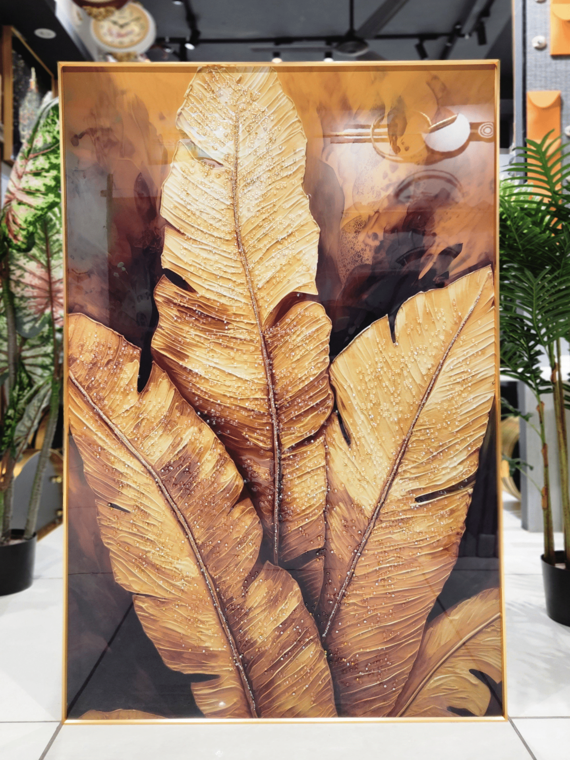 Crystal Paintings Opulent Golden Leaves Crystal Paintings