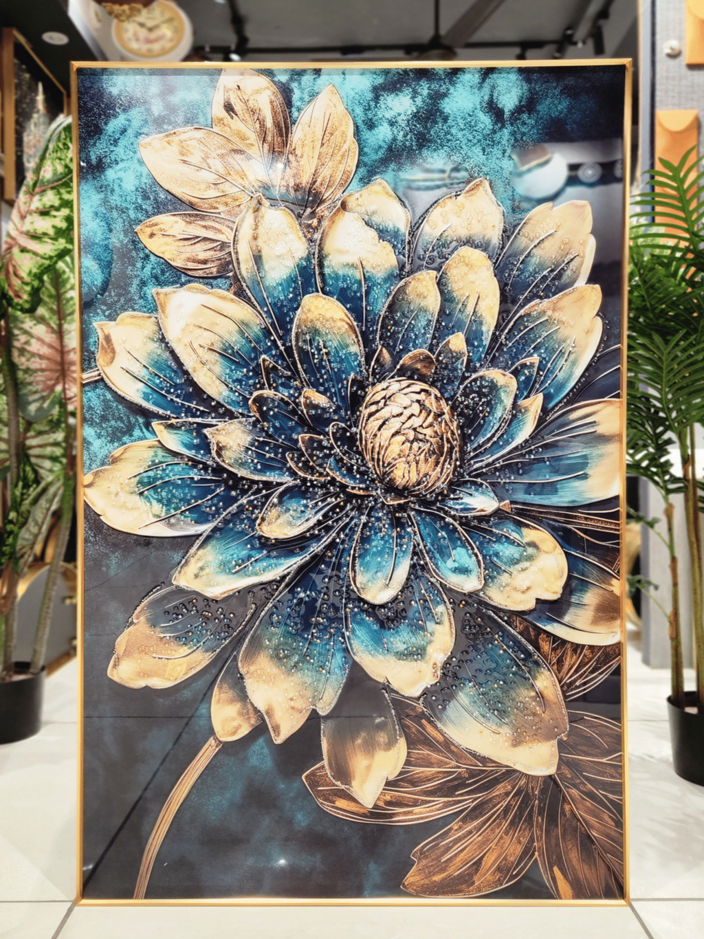 Crystal Paintings Azure Bloom Gilded Lotus Crystal Paintings