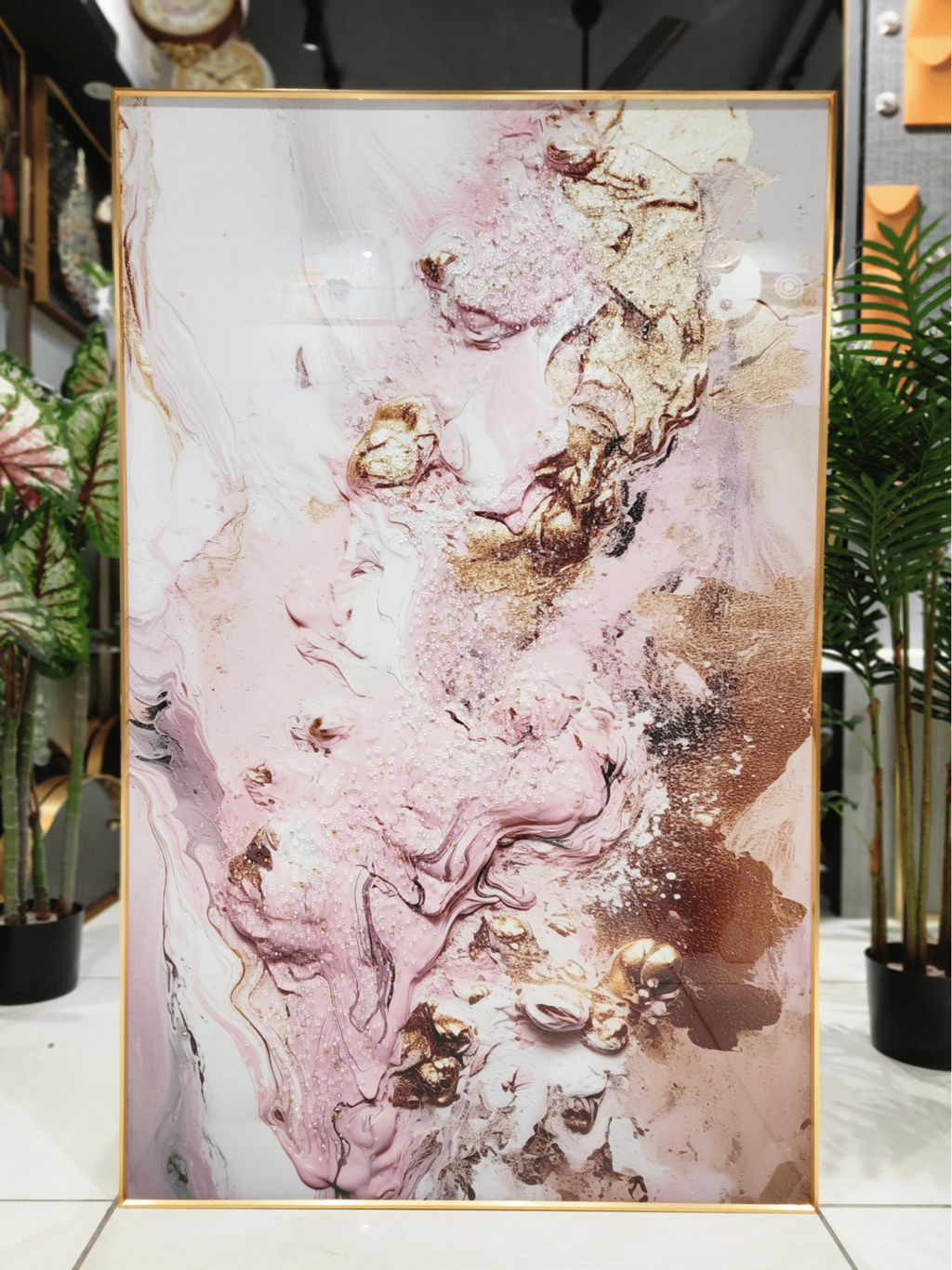 Crystal Paintings Ethereal Flow: Rose Gold Lumina Crystal Arts