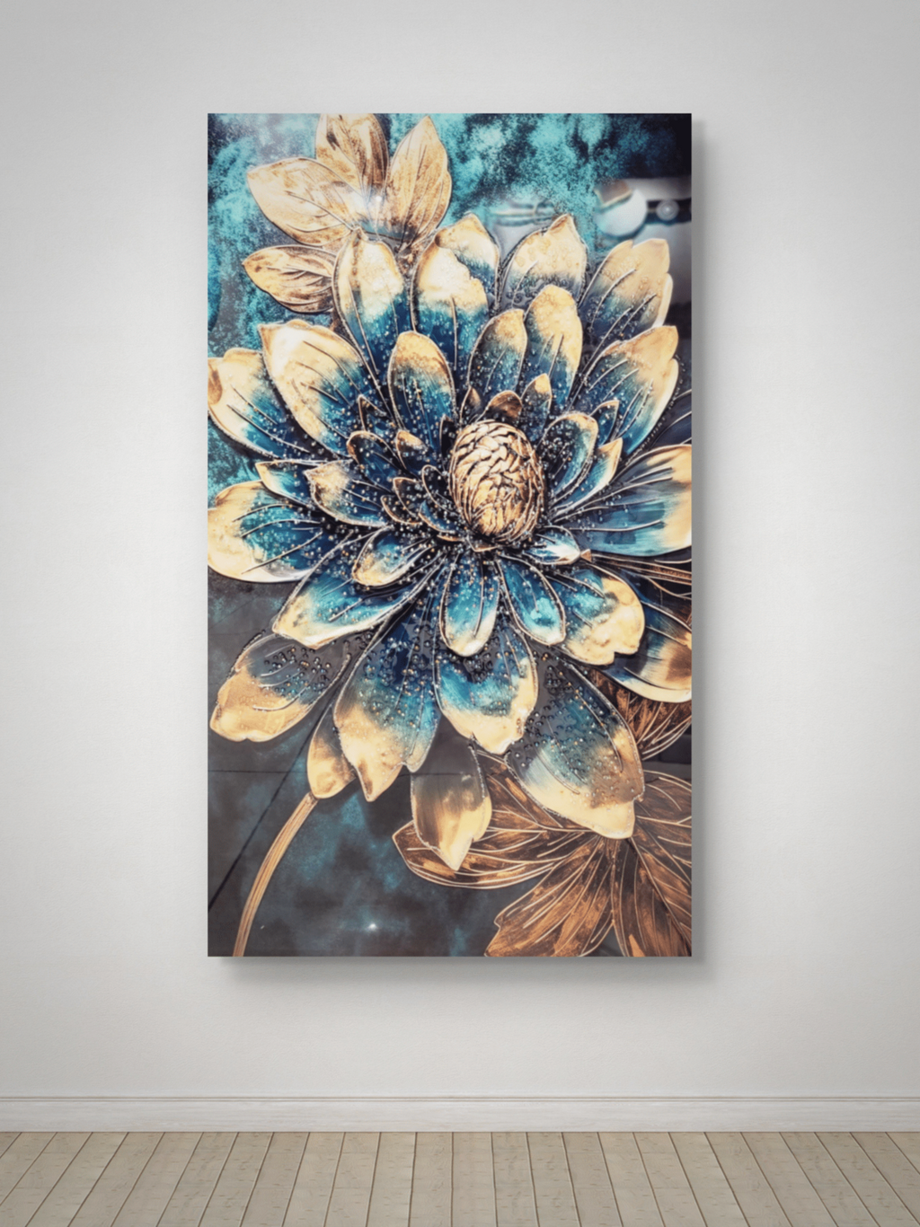 Crystal Paintings Azure Bloom Gilded Lotus Crystal Paintings