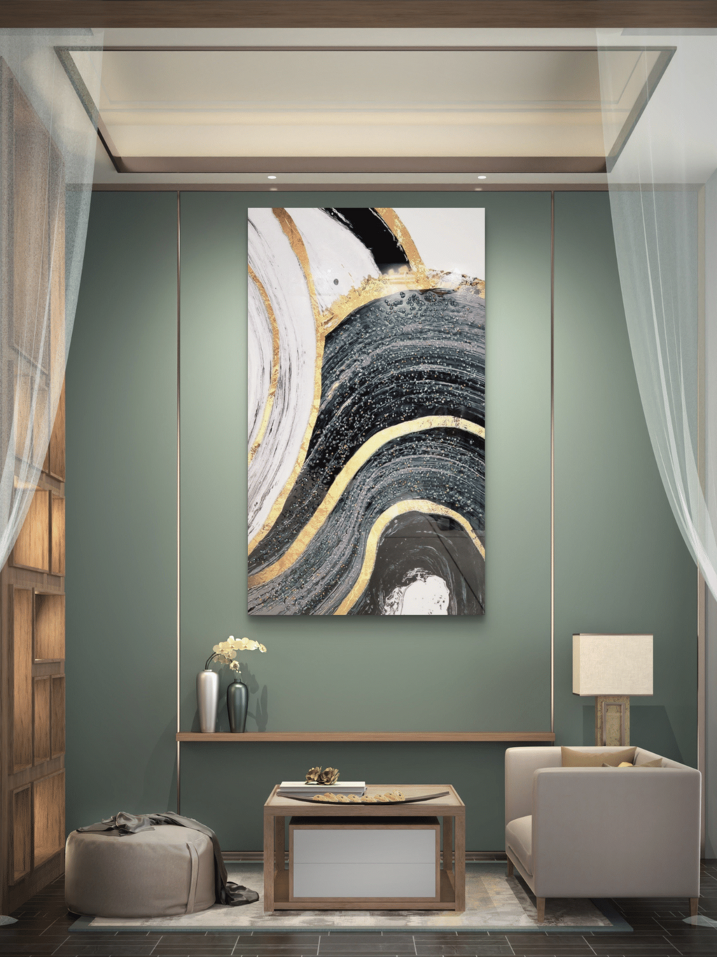 Crystal Paintings Obsidian Tide Gilded Currents Crystal Art