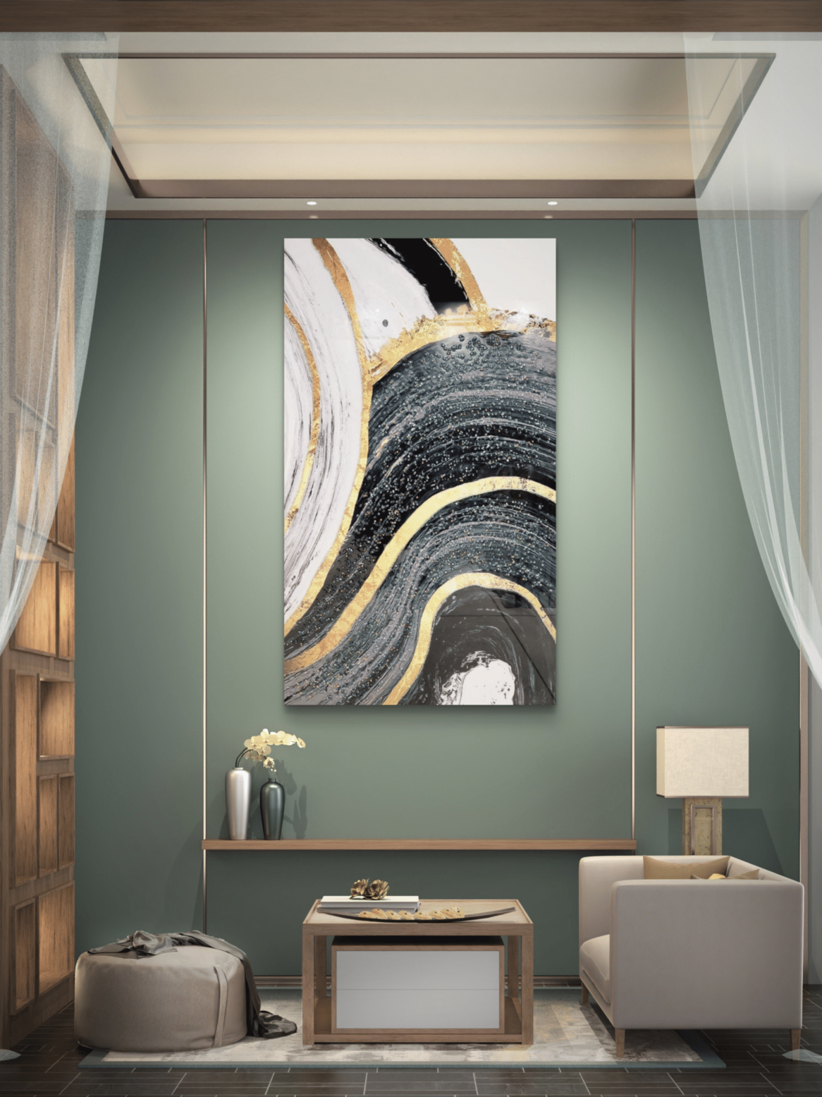 Crystal Paintings Obsidian Tide Gilded Currents Crystal Art