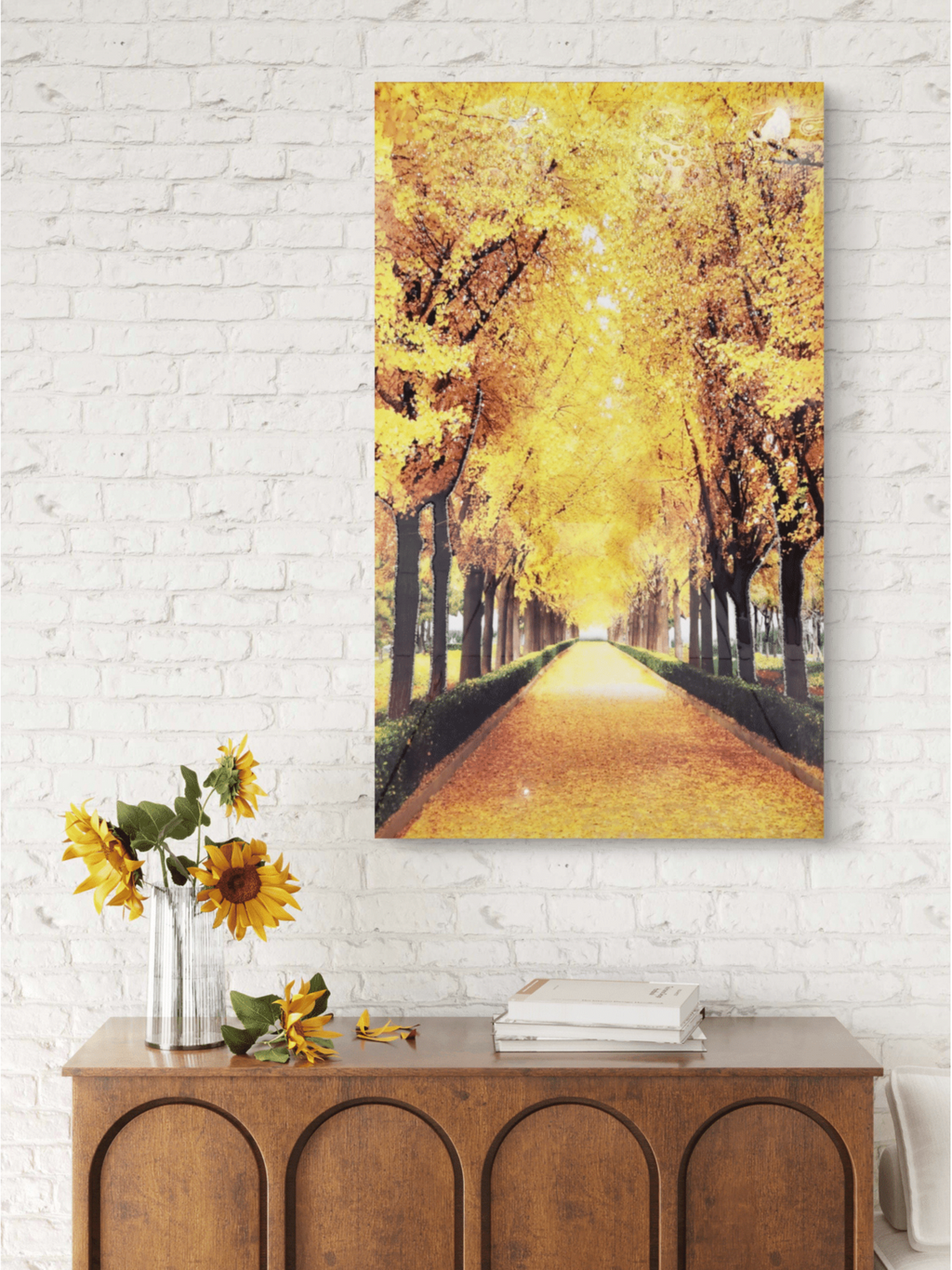 Crystal Paintings Golden Canopy Shimmering Autumn Path Crystal Art