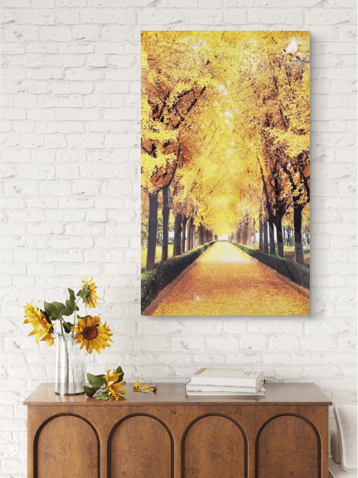 Crystal Paintings Golden Canopy Shimmering Autumn Path Crystal Art